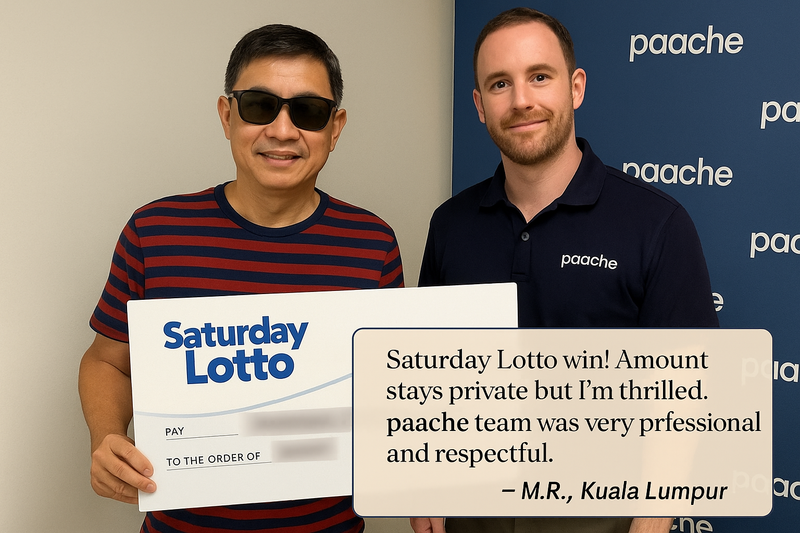 Saturday Lotto winner with paache team