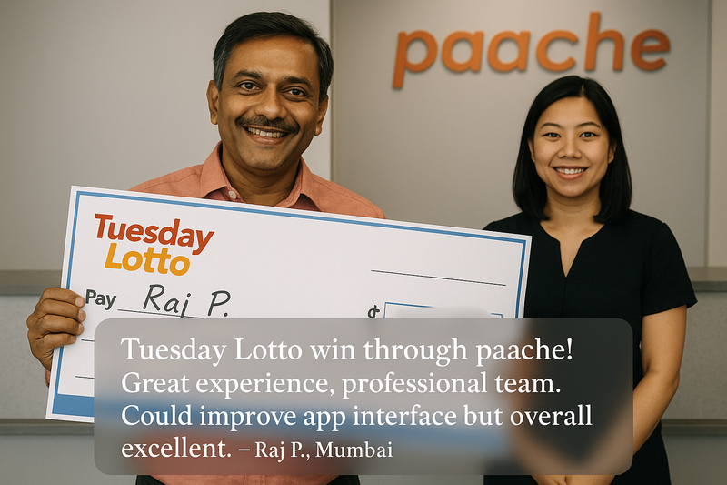 Tuesday Lotto winner with paache team